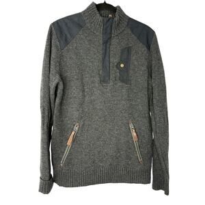 Alps & Meters Patrol Sweater Men’s M Navy Merino Wool Canvas Panel Ski Style